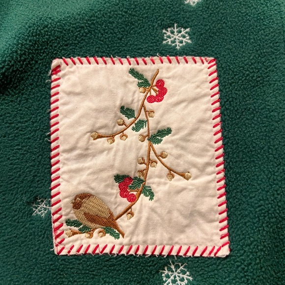 Green Vintage Holiday Fleece Zip Up Jacket Size M - Picture 2 of 5